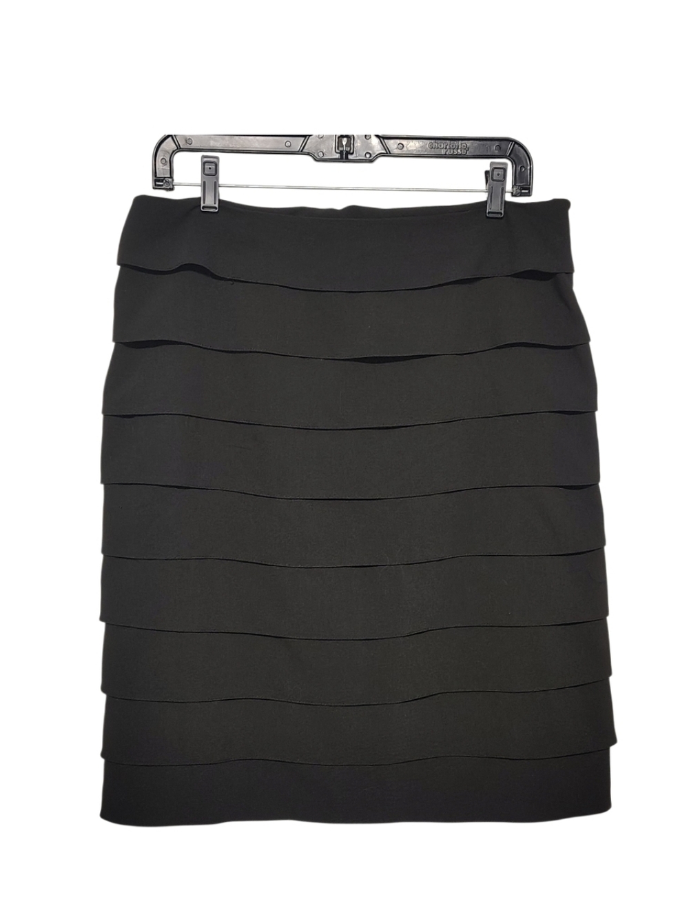 Larry Levine Black Tiered Ruffle Pencil Skirt - Size 10 - Picture 3 of 9
